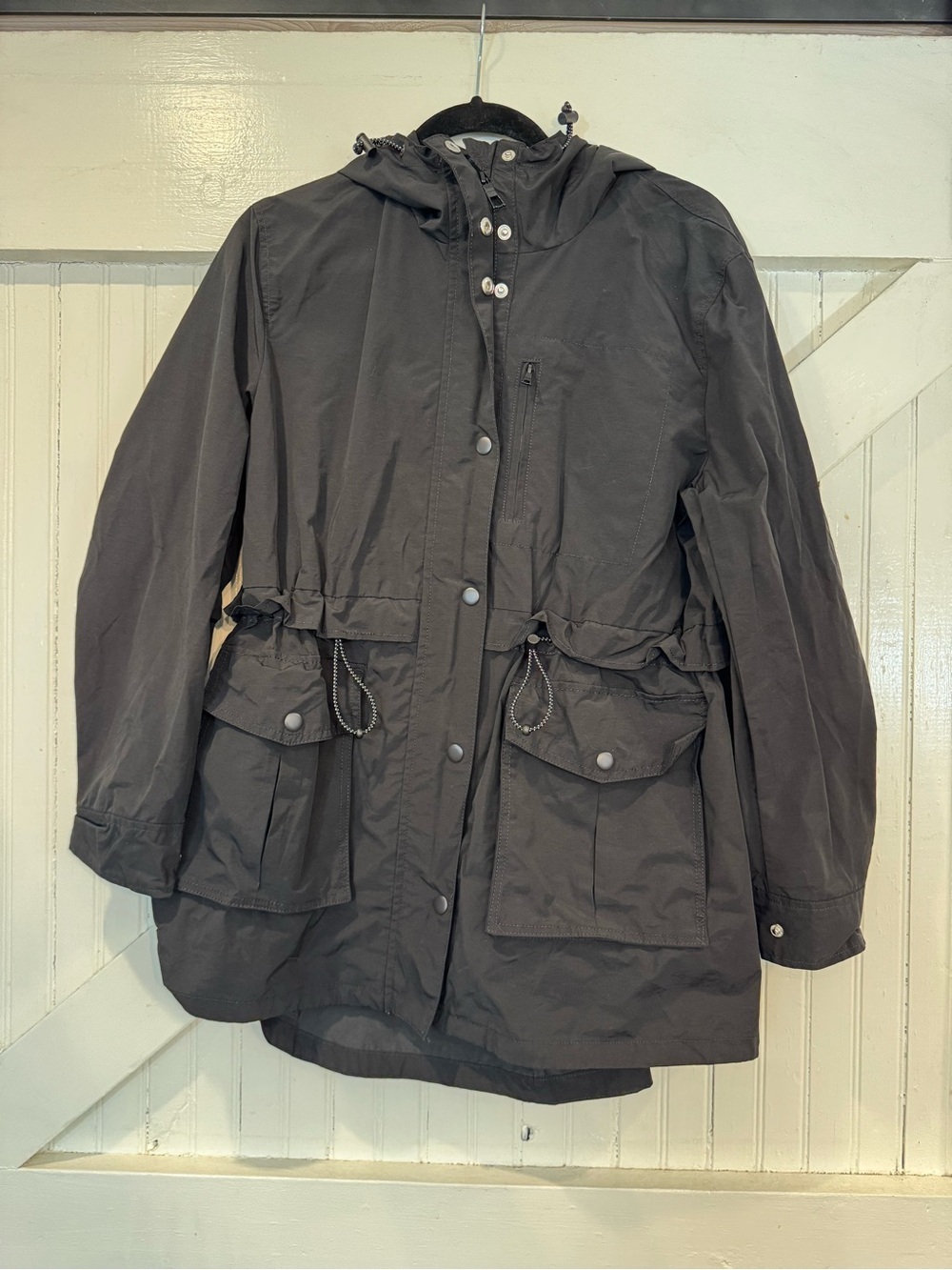 J.Crew Black Utility Jacket Hooded Anorak Lightweight Medium - Picture 2 of 11